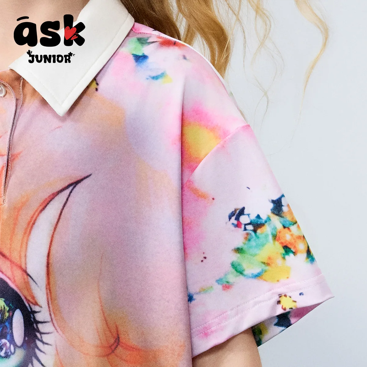 قميص بولو صيفي بأكمام قصيرة للفتيات بألوان متباينة ونمط البنات مطبوع بأكمام قصيرة #5