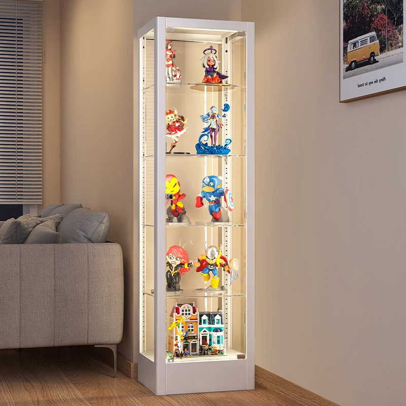 Figure display cabinet with lamp glass cabinet dustproof transparent  household model toy