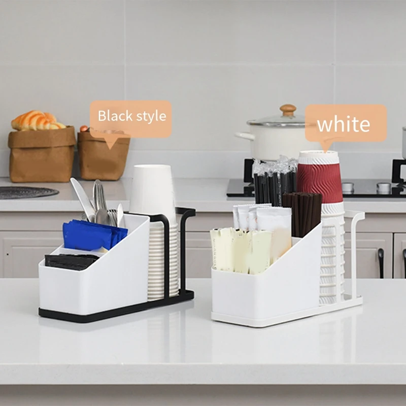 컵 및 뚜껑 거치대, 조절 가능한 커피 컵 거치대 정리함, 3 칸 일회용 컵 디펜서, 커피 포드 포함