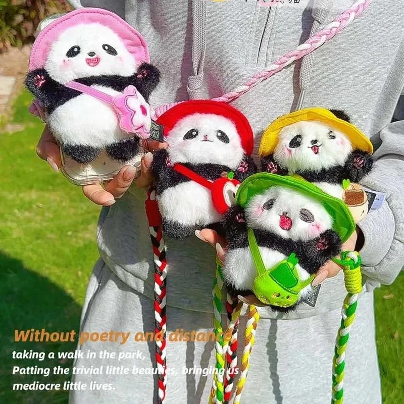 Cute Candy-Colored Panda Plush Toy Pendant Bag Plush Keychain Decoration Gift Stuffed Animal Plush Toy Fun Birthday Present