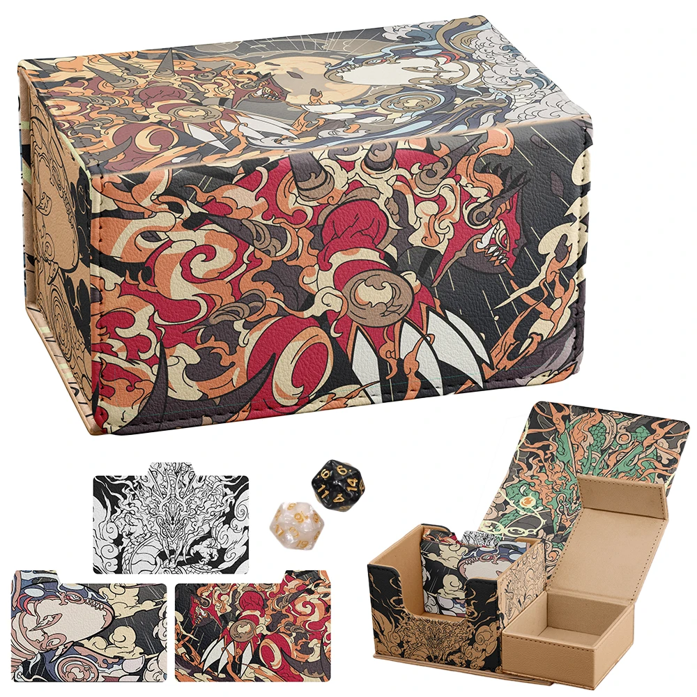 Yu-Gi-Oh! Double Dragon Duel PTCG TCG DIY Large Capacity Leather Card Box Thickened Anime Game Collection Card Storage Box