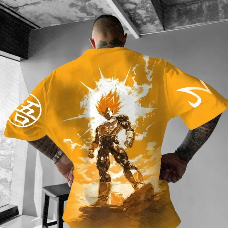 

Летняя футболка в стиле аниме Harajuku Dragon Ball для мужчин, новинка 2025 года, винтажная уличная женская футболка большого размера, повседневный свободный топ унисекс с короткими рукавами Y2ks