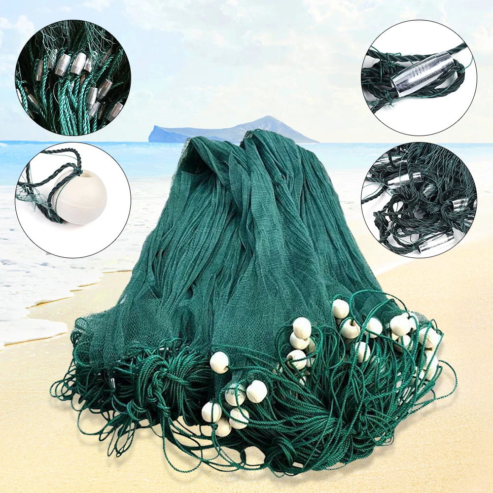 65*10ft Nylon Fishing Net 3 * 20m Beach Seine Bait Fish Net With Floats High-Quality Durable Mesh Olyethylene Fishing Net