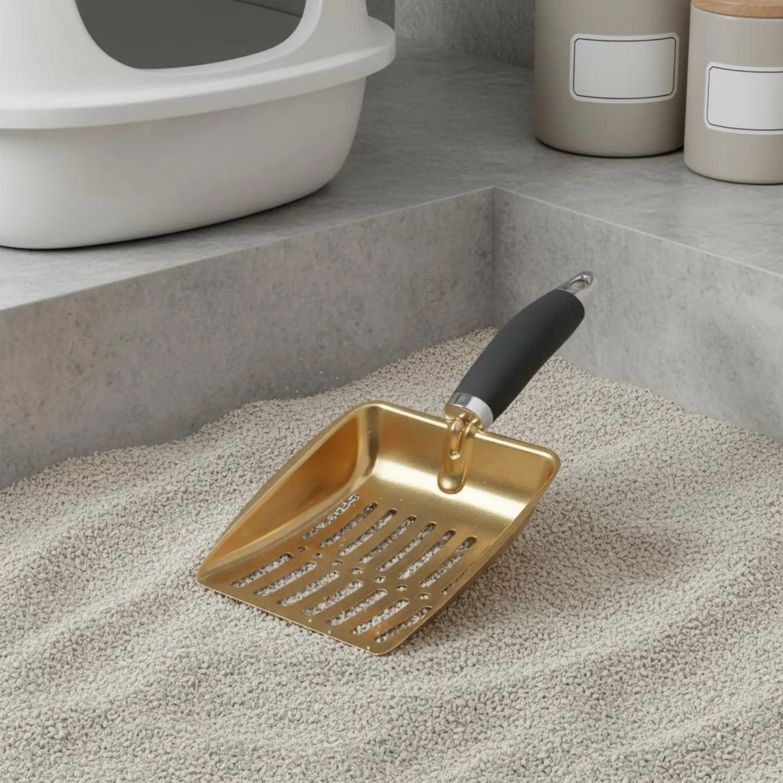 

Thick Stainless Steel Litter Shovel Thickened Stainless Steel Litter Scoop Poop Sifter Scoop Easy to Clean Non-Slip Handle