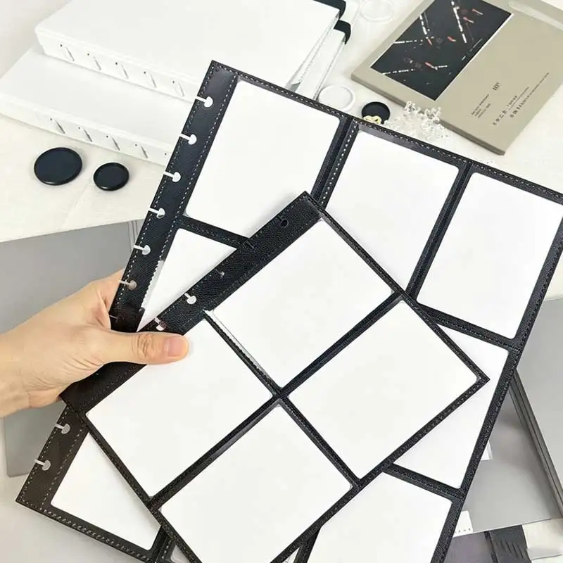 10pcs Mushroom Hole 4/9-Pocket Black Card Sleeve Pages Fits Postcards Photo Cards Kpop Cards Trading Cards Collectible Card Page