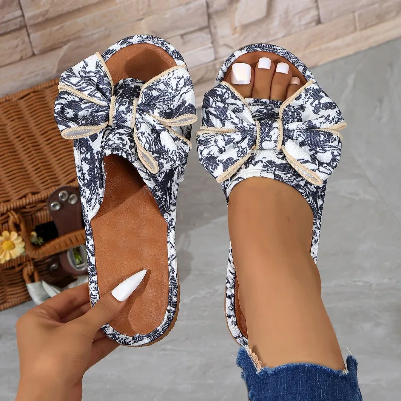 Women Slippers Summer Outdoor Bow-knot Comfortable Slippers Women Trend Beach Casual Sandals Brand Design Luxury Slides Women