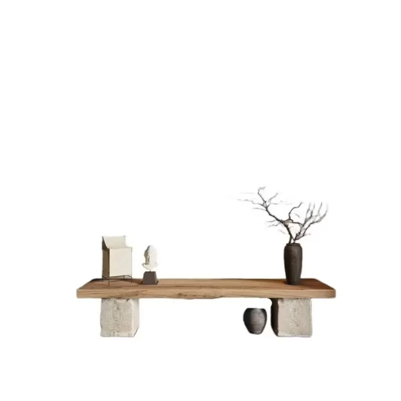 

Tai B & B Hotel Entrance Table Solid Wood Bench Imitation Stone Decorative Ornament Bench 200 * 35 * 45