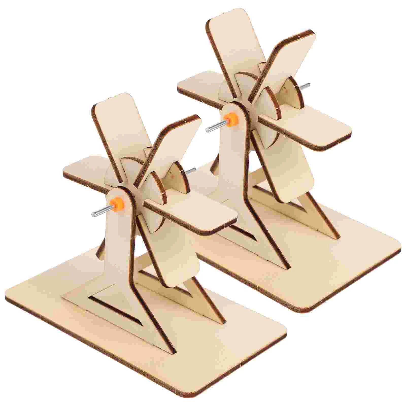 2 Sets DIY Model Assembly Puzzle Water Wheel Making Material Student Toy Third Grade Science Projects for Kids Wood Toys Child