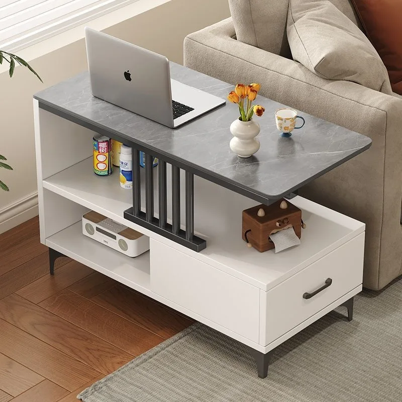Light luxury corner few living room rock slab side table simple small coffee table against the wall side storage cabinet