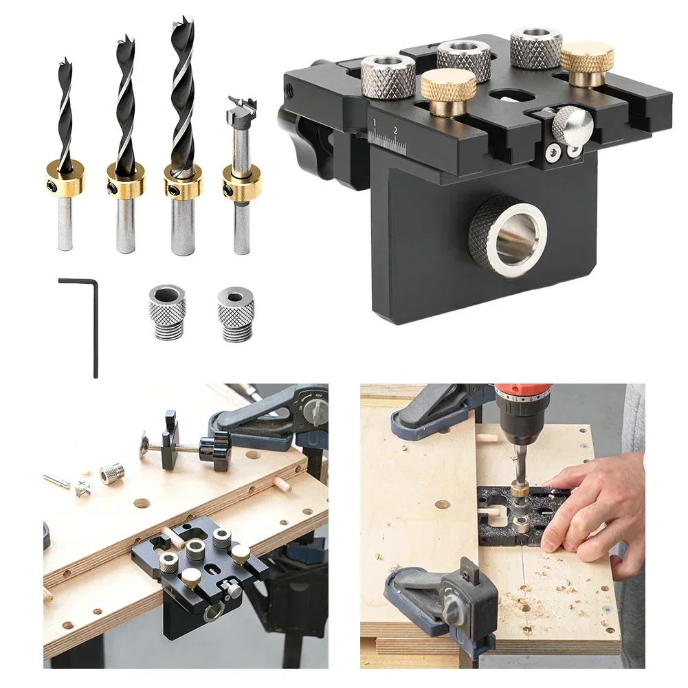 

3 в 1, зажим для позиционирования дюбелей, 6061, алюминиевая регулируемая направляющая для сверления, перфоратор, локатор для деревообрабатывающих инструментов, аксессуары