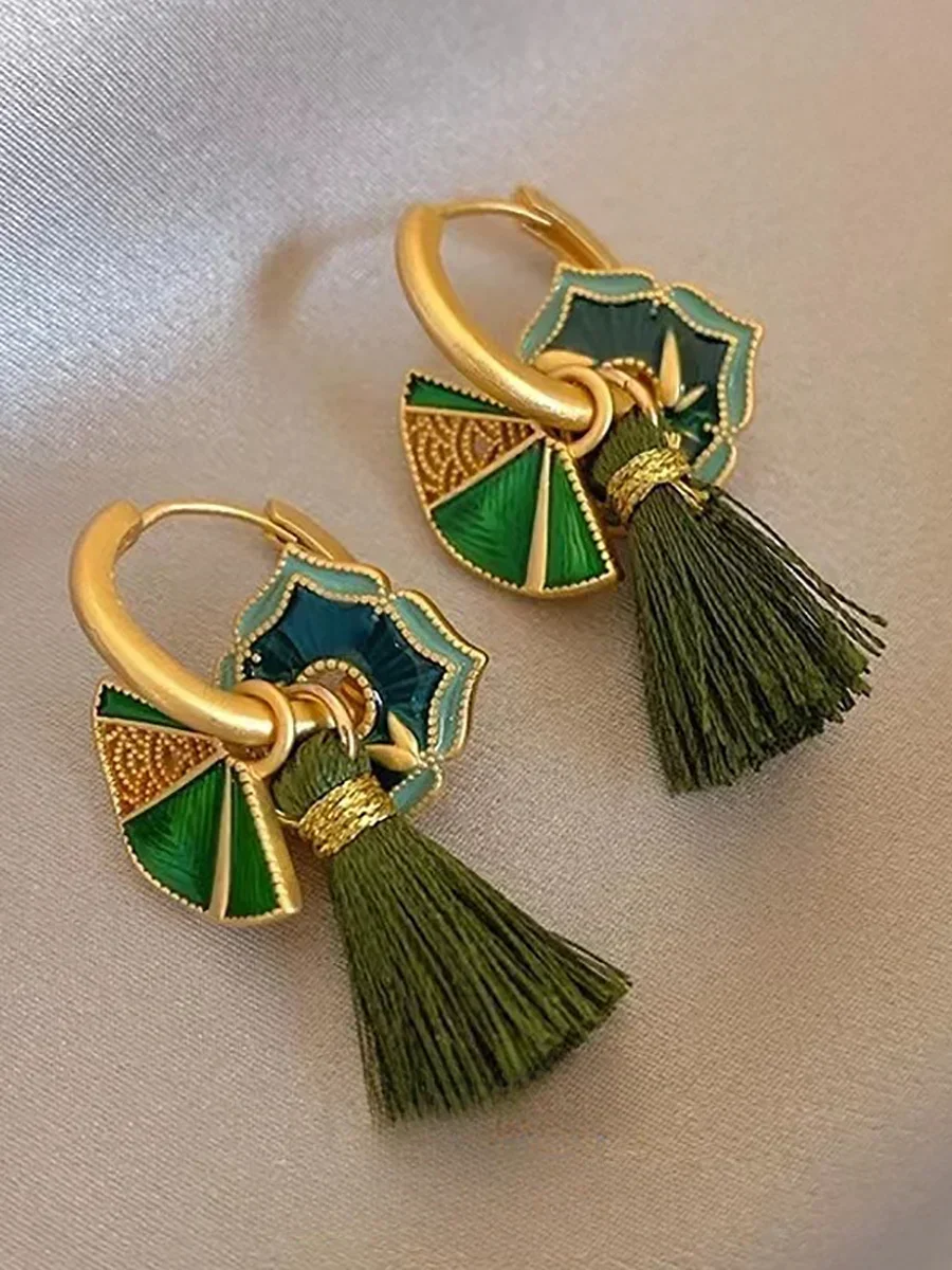 

Новые китайские эмалированные глянцевые серьги-подвески из серебра S925 пробы, высококачественные дизайнерские Разноцветные серьги в стиле ретро