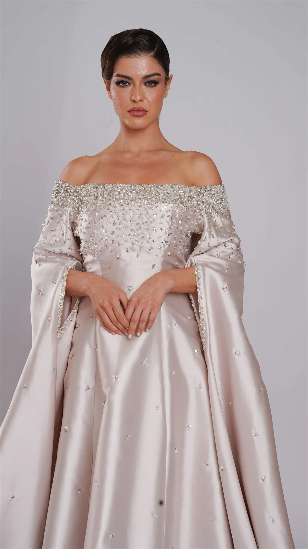 Customized Jiayigong Fashion Retro Off the Shoulder A-line Empire Sequin Floor Length Long Formal Evening Gowns فساتين سهرة