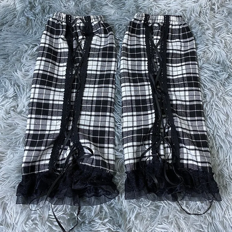 Women Leg Warmers Japanese Harajuku Style Girls Sweet Ruffles Leg Socks Gothic Lolita Lace Ruffled Hem Foot Cover Lace-up Socks