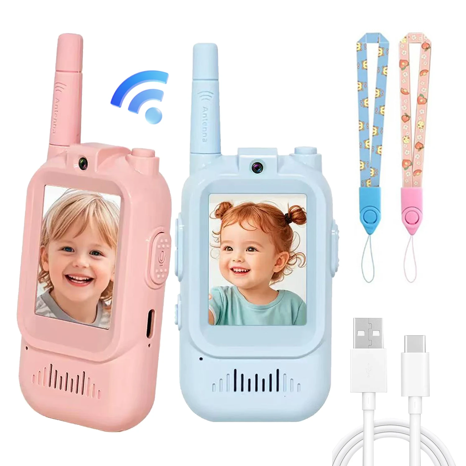 Walkie Talkies de vídeo para niños, juguete interfono recargable con cámara HD y cambiador de voz, regalos, juguetes para niños y niñas, 2 uds.