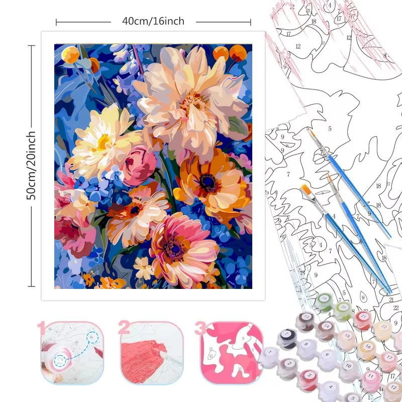 DIY Painting By Numbers Kit Flower Picture of Colouring Zero Basis HandPainted Oil Painting Home Decoration Gift 40x50