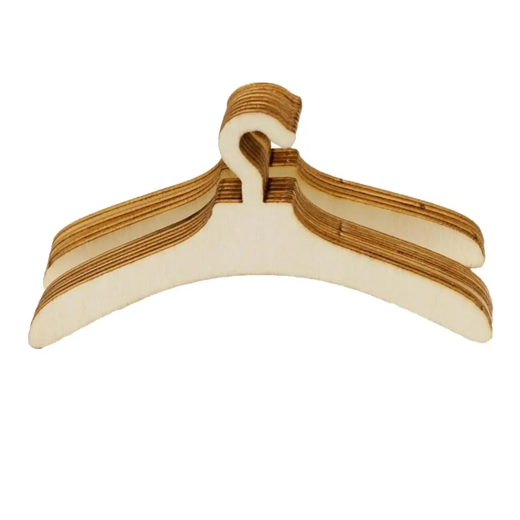 10 Pieces Wooden Hangers Toys for Doll Hanger Clothing Accessories