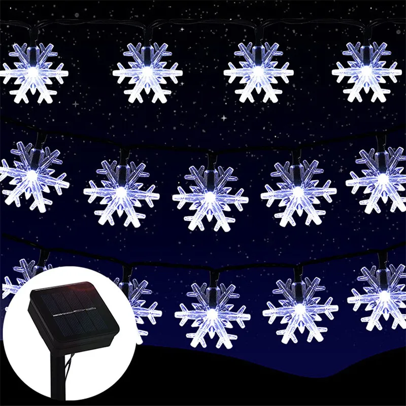 

Solar String Lights Outdoor Christmas Snowflake Lights with 8 Modes Waterproof Solar Powered Patio Light for Garden Party Decor