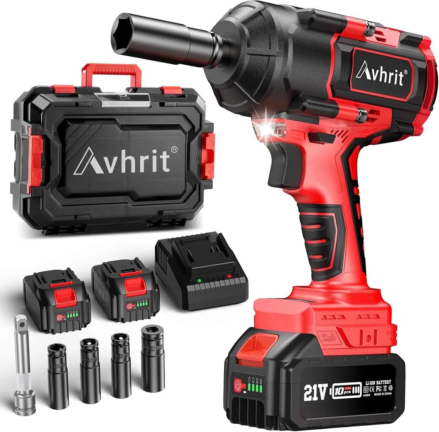 1000Nm(738Ft-Lbs) Cordless Impact Wrench High Torque W/ 2X 4.0Ah Battery, Electric Impact Wrench 1/2 Inch, Power Battery Impact