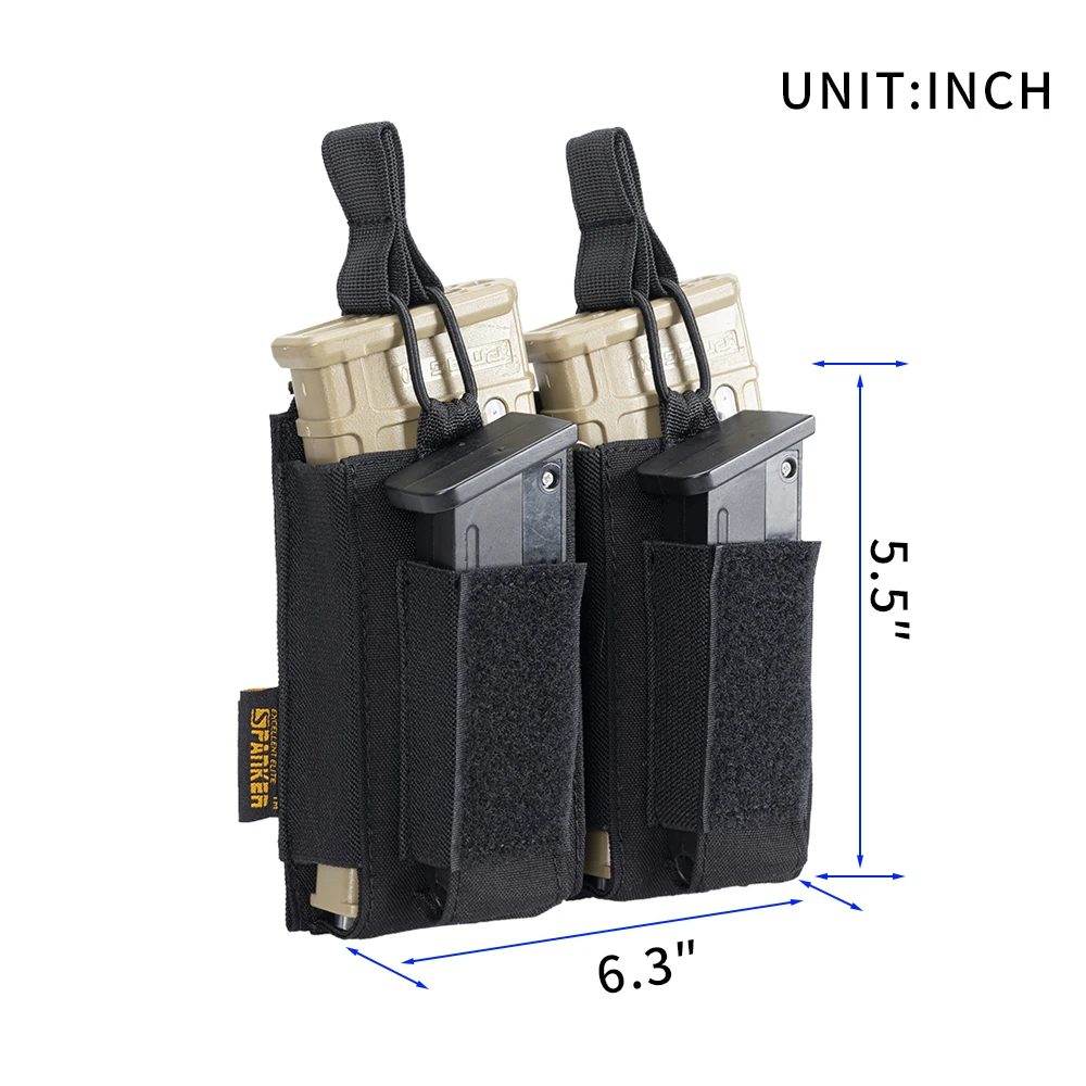 Tactical Magazine Pouch Double Open-Top Triple Magazine Pouch Airsoft Pistol Mag Pouches For AK M4 M14 M16 Elastic Gun Mag Pouch