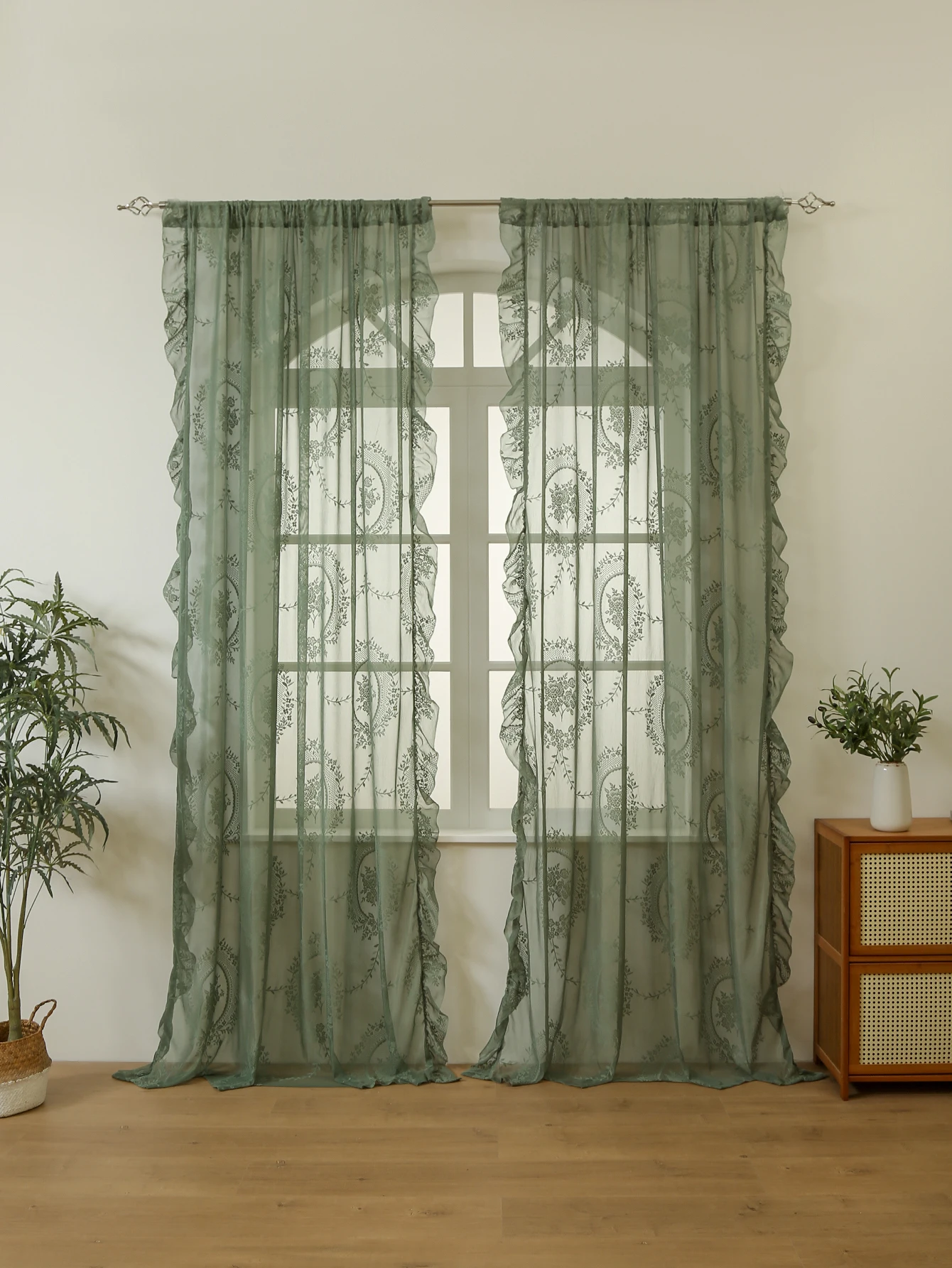 Green Lace Curtains…