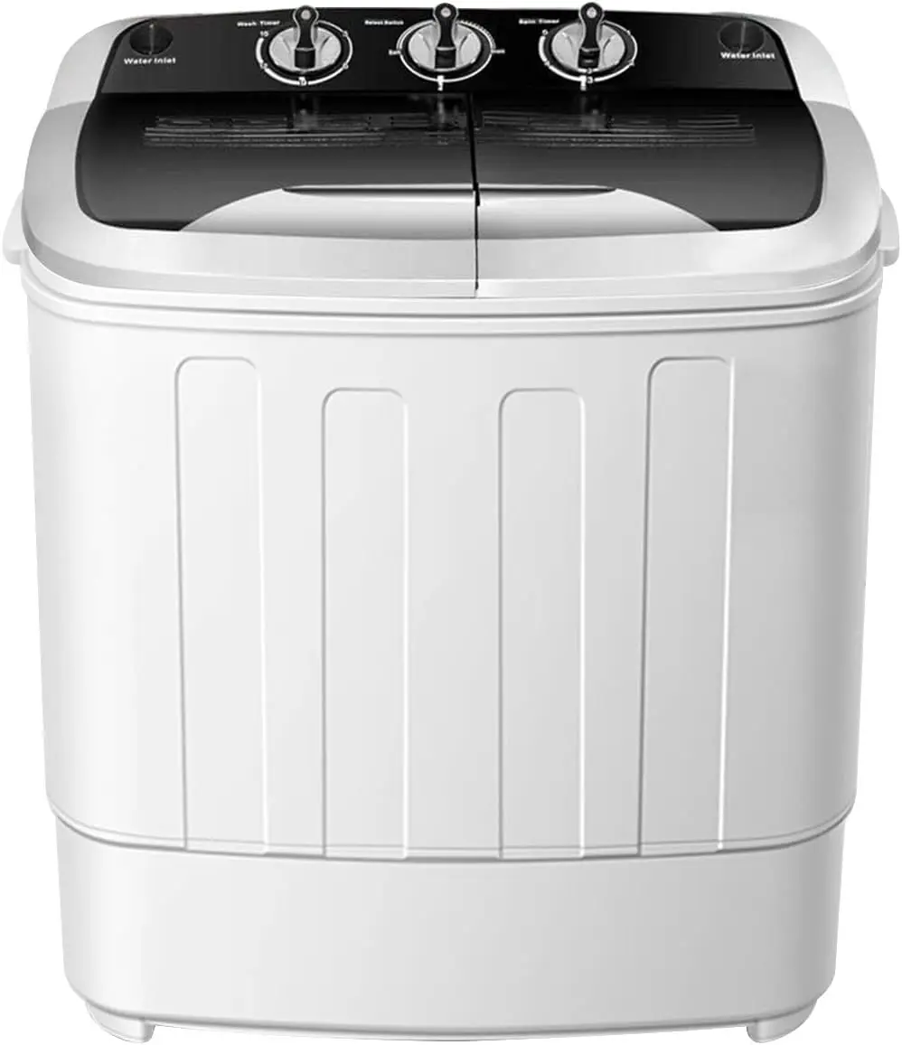 Washing Machines,SAFEPLUS Compact Mini Twin Tub Versatile Washer Machine with 8 lbs Washing &5 lbs Spin Dryer Load Cappacity Gra