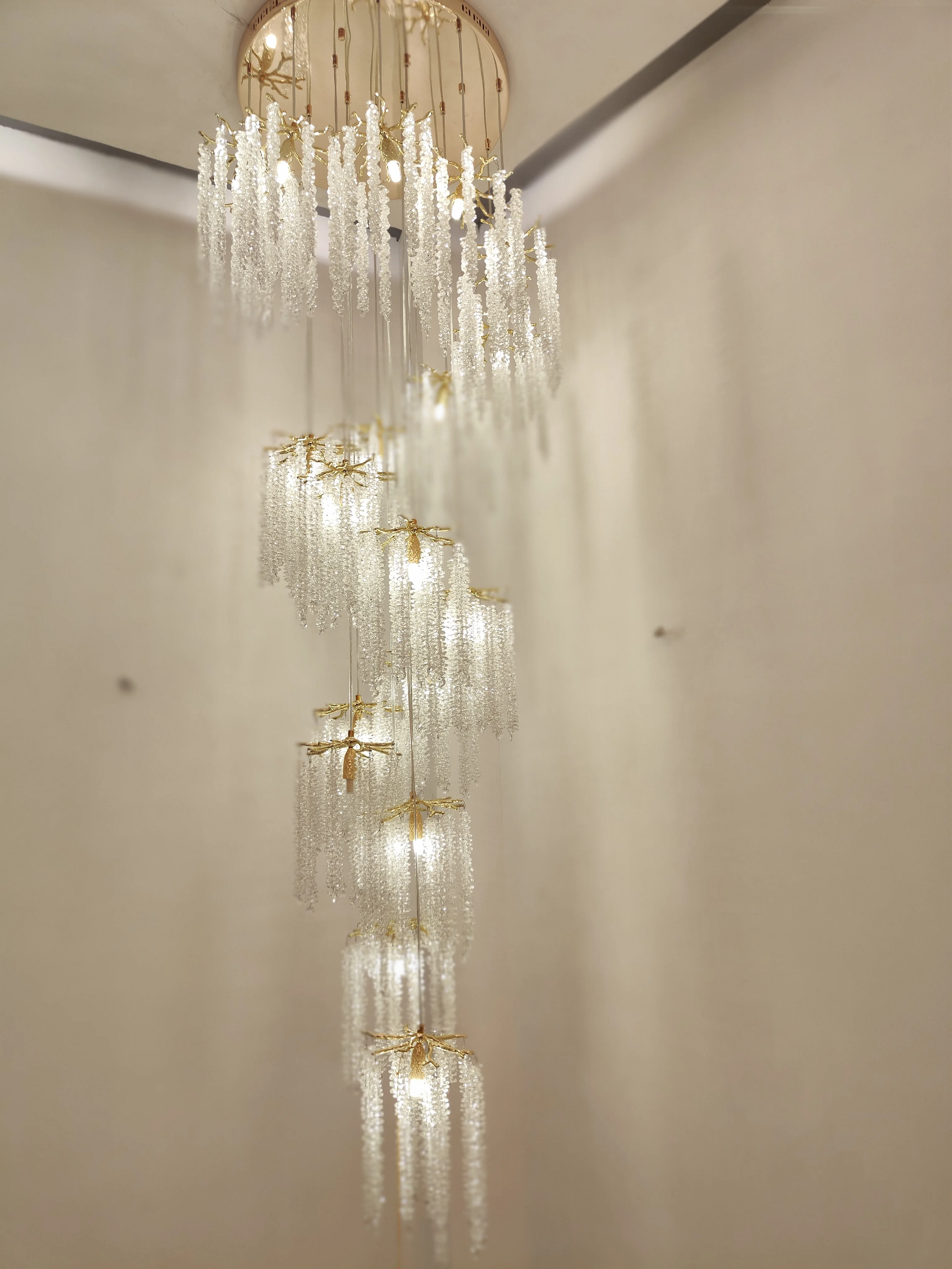 Luxury living room crystal chandelier for the staircase decorative lighting golden branch lights