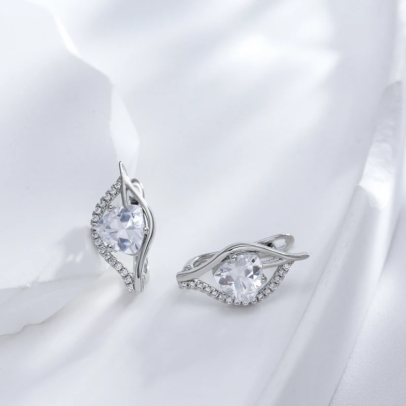 Kinel Trendy Silver Color Wedding Dangle Earrings Micro Wax Inlay irregular Natural Zircon Earrings For Women Fine Daily Jewelry