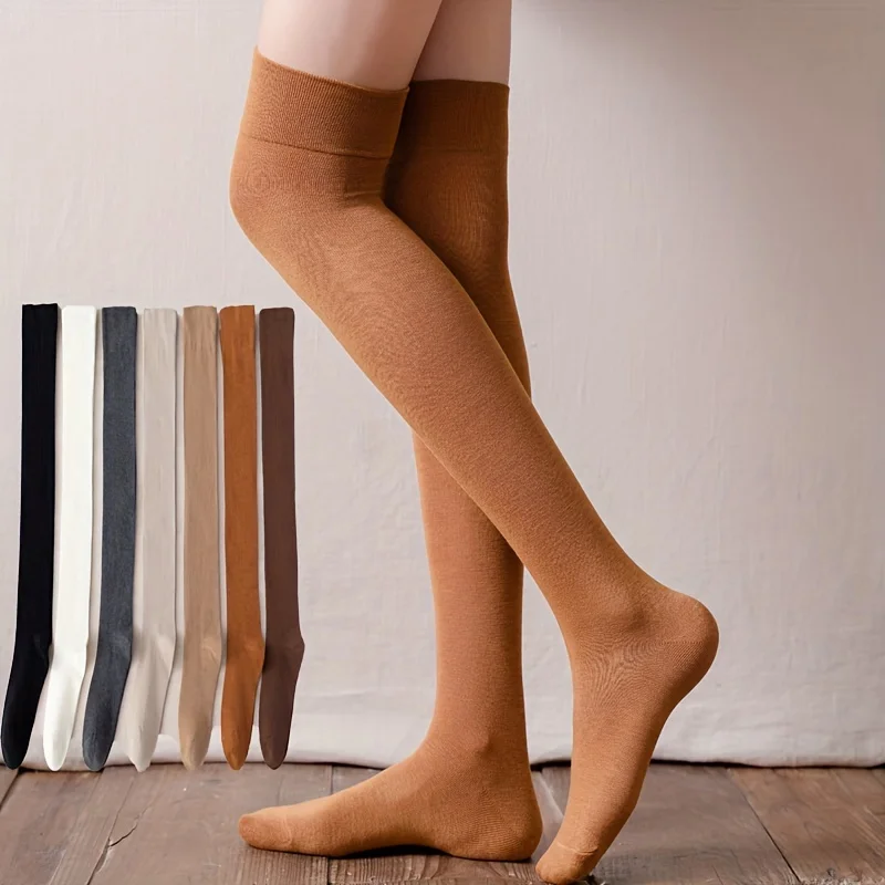 

5/7 Pairs of Ultra-Soft,Extra Long Thigh High Socks for Women,Warm Winter Stockings for Women with JK Skirt