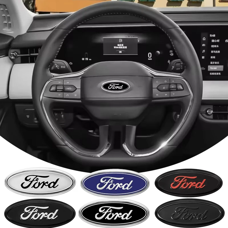 Emblema do volante do carro decalques emblema para ford st line focus mustang fiesta puma ranger kuga mk7 max f150 mondeo escape