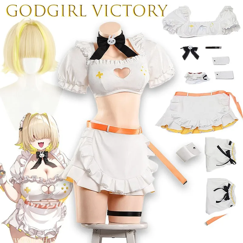 

Godwomen Victory Elegg Maid Cosplay Costume Anime Game Character Outfit For Women Hot Anime Girl Bell Underwear Cosplay Party