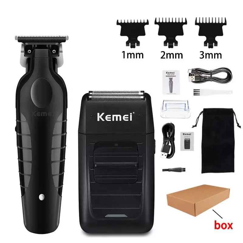 kit 2-Paper box Kemei Professional Hair Clipper Kit Men's Electric Shaver