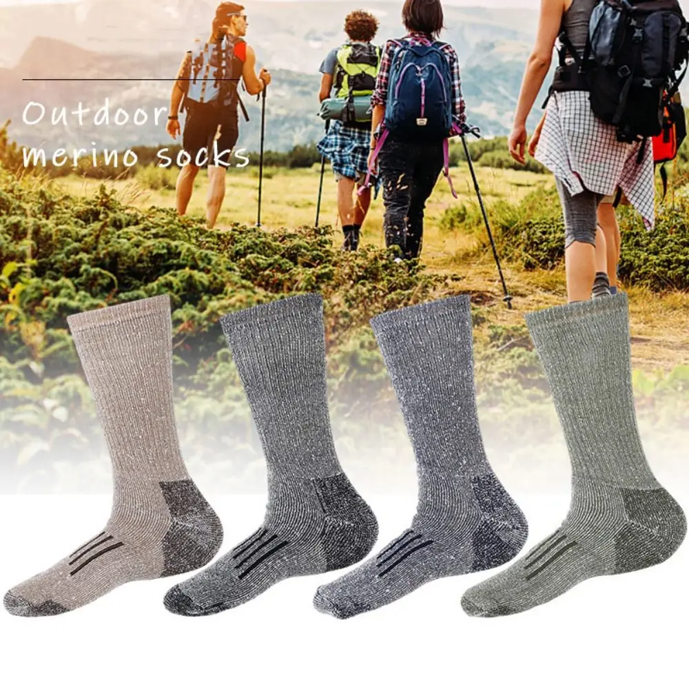 

Cozy Breathable Merino Wool Socks Non-slip Moisture Wicking Warm Crew Socks Soft Thicken Men Boot Sockings Hiking