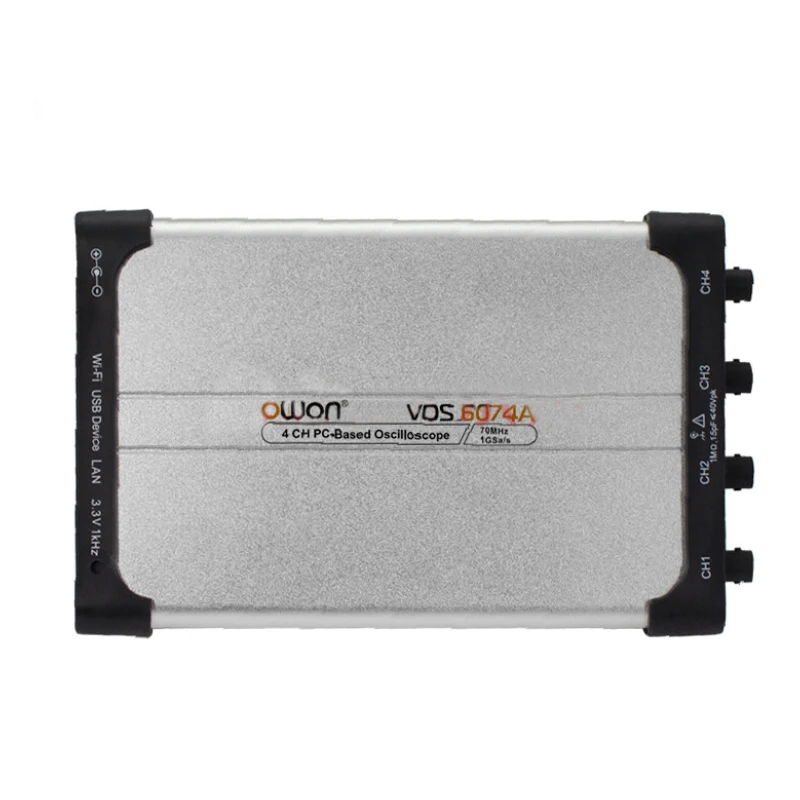 

OWON VDS6074 4 Channels Digital Virtual Oscilloscopes 8bits 70MHz 100MHz 1Gsa/s USB Type-C 5-15V 10M Record Oscillometer