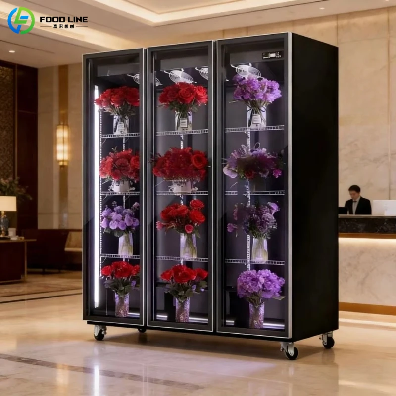 Customized Commercial Flower Display Cabinet Flower Cooler Glass Door Fresh Flower Refrigerator with Humidity Control