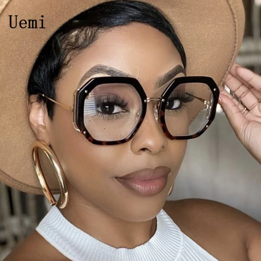 Fashion Oversized Square Anti Blue Light Glasses For Women Luxury Hight Quality Clear Reading Computer Female Trending Eyegla