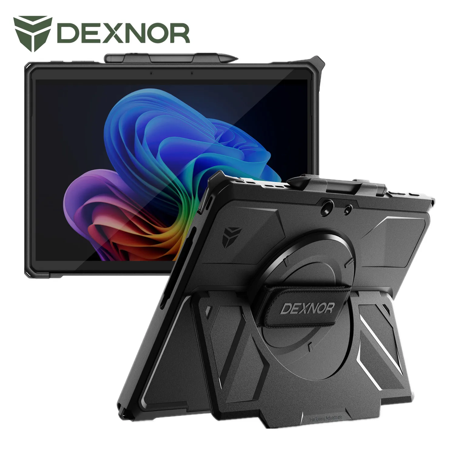 Case for Microsoft Surface Pro 12th Edition/11/10/9 13-inch Rugged Protective Kickstand 360° Rotating Hand Strap With Pen Holder