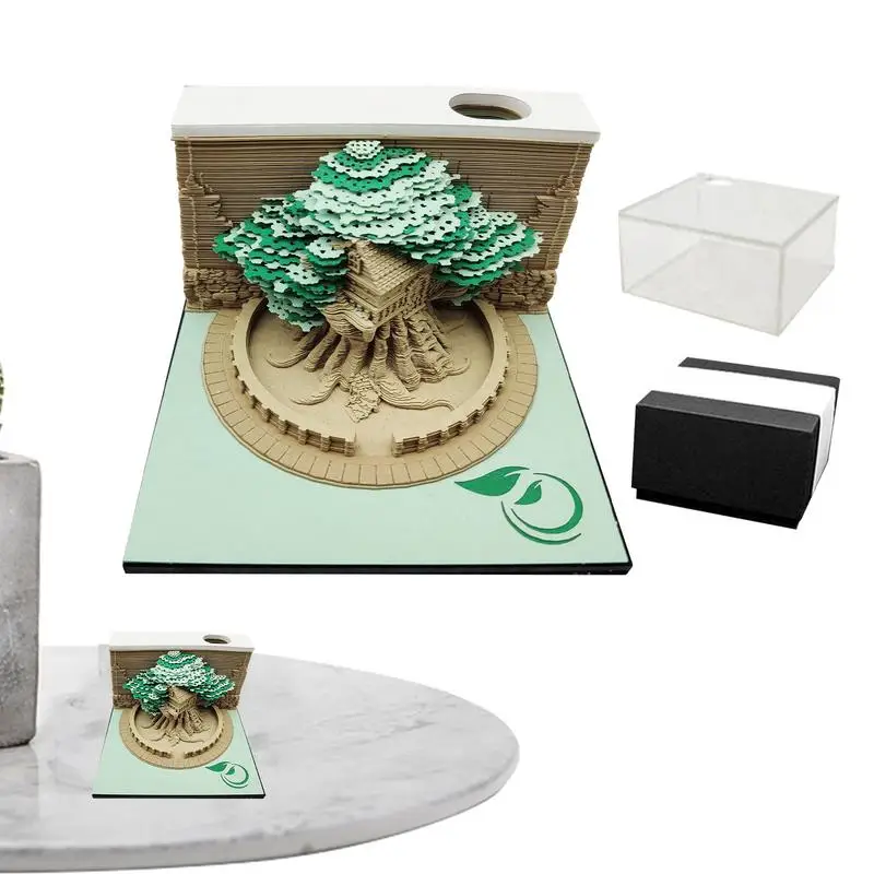 

3D Carving Art Notepad Tree Carving Art Memo Pad Unique 3D Design Artropad Pad Housewarming Desktop Decoration DIY Decoration