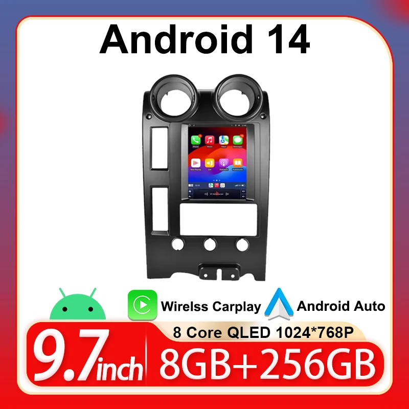 

Для Tesla Style 9,7-дюймовый автомобильный стереоприемник Android для Hummer H2 2002-2007 GPS-навигация Сенсорный экран 8-ядерный сенсорный экран 4G