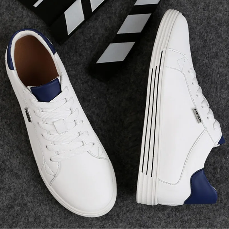 Men Heightening Shoes 6CM Elevator Shoes White Leather Casual Sneakers For Male Fashion Lift Increased Insole Taller Shoes Man