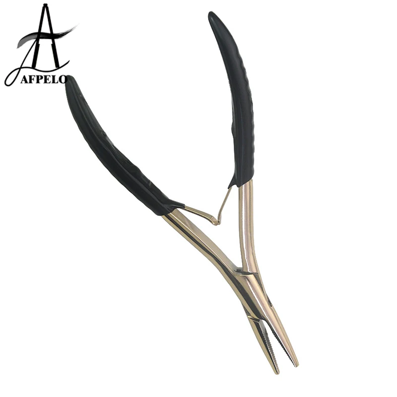 كماشة إطالة الشعر ذات طرف مسطح من الفولاذ المقاوم للصدأ مع أدوات شعر الأسنان لوصلات الشعر #6