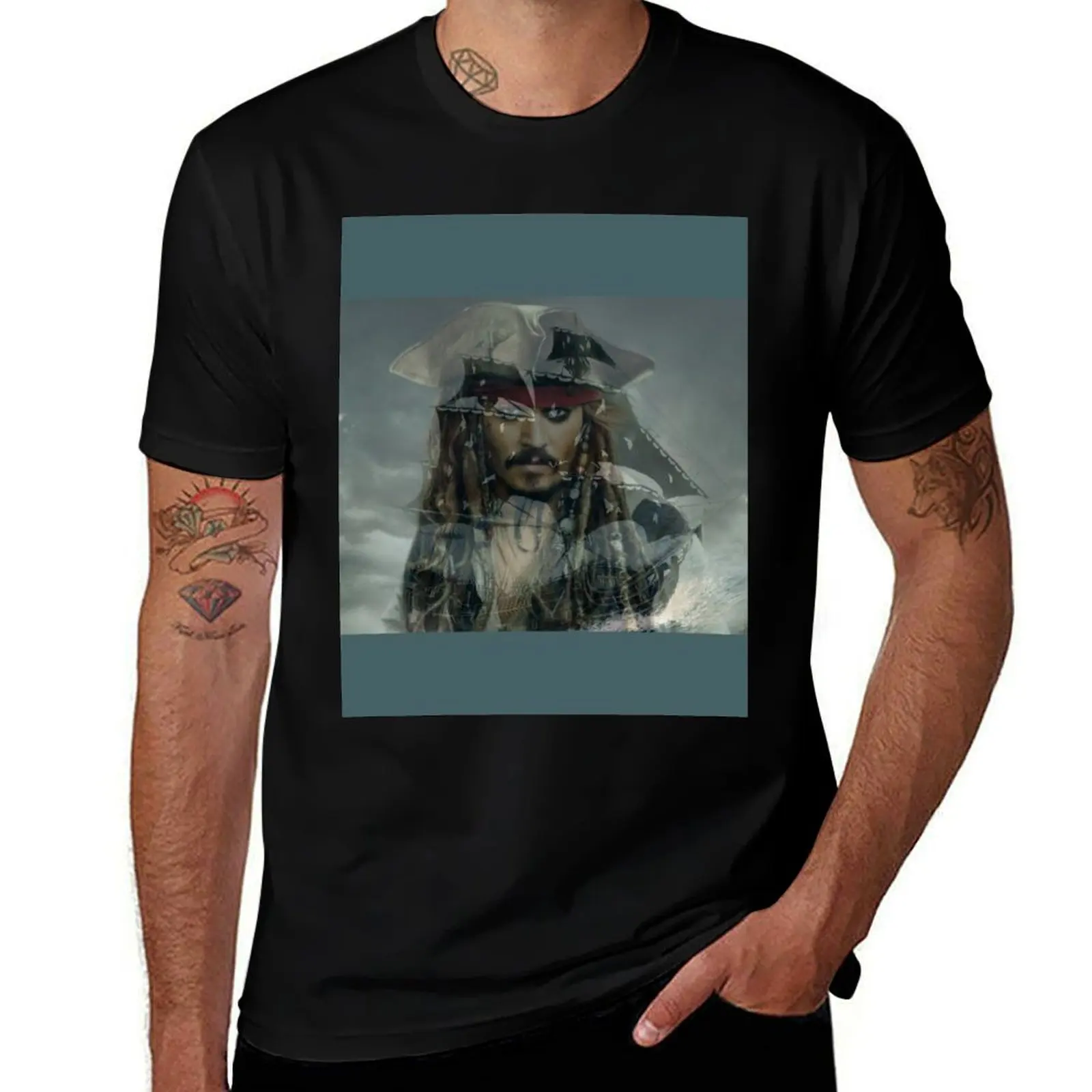 Captain Jack Sparrow and the Black Pearl T-Shirt tops baggy shirts anime shirts men