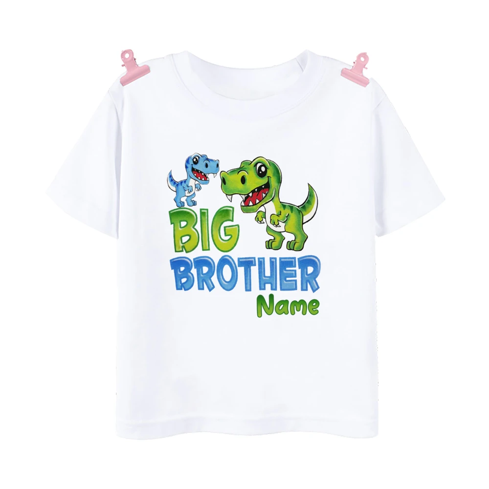 Personalised Big Brother Little Brother Family Matching Clothes Custom Dinosaur with Name Boy T-shirt Baby Romper Kids Tee Tops