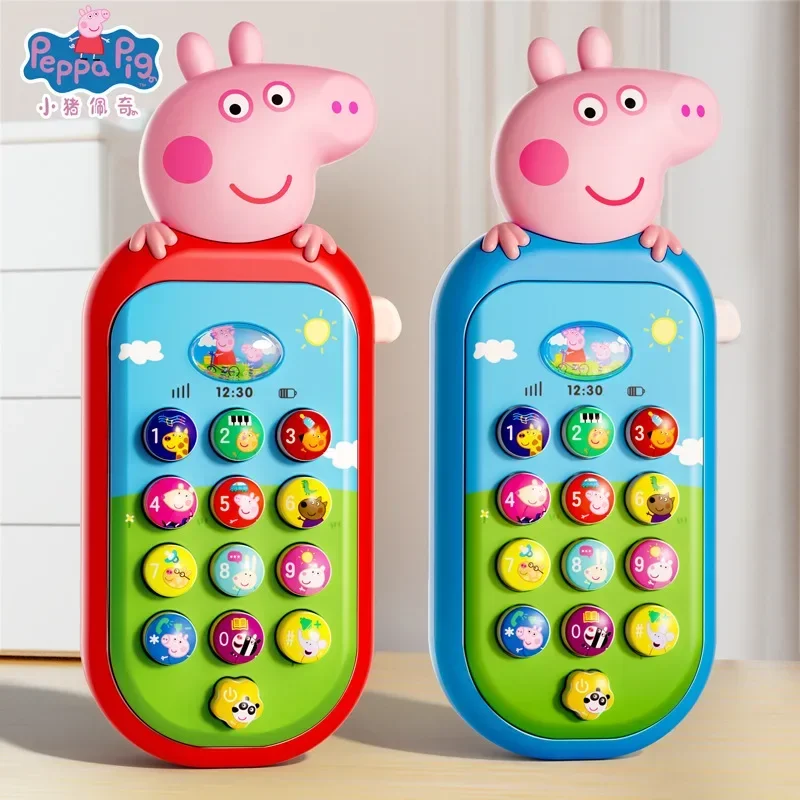 Peppa Pig Peggy Children\'s Toys Peggy George Mobile Phone Baby Bite Baby Puzzle Early Education Simulation Music Phone Gift