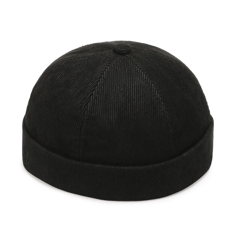 Fashion Men Cotton Brimless Skullies Cap Vintage Dome Hat Solid Street Portable Hats Summer Multipurpose Beanie Hat Hip Hop Hats