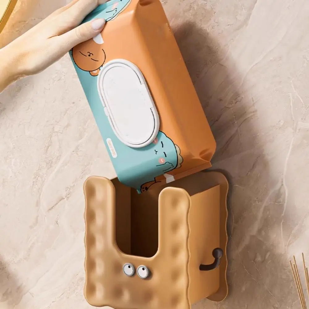 Wall Mounted Paper Towel Holder Waterproof Multi-function Tissue Storage Case with Hooks Self-Adhesive Wipe Tissue Organiser Box