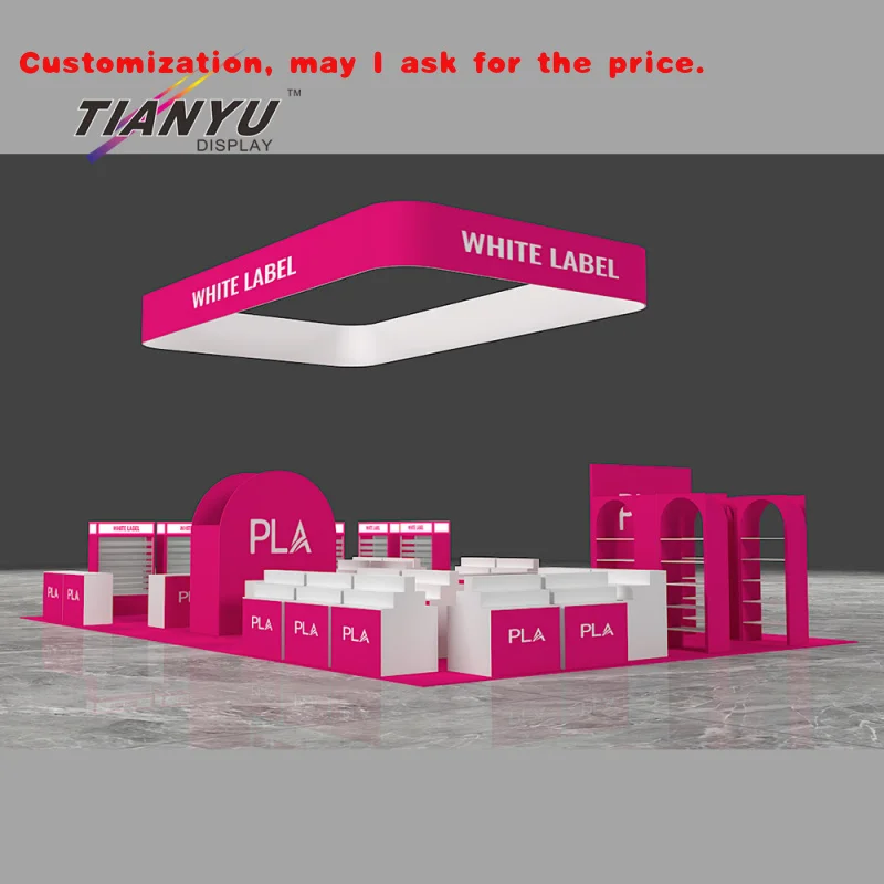 

custom.Customized pink Aluminum Beauty Detachable Exhibition Booth Cosmetic Expo Display Booth Exhibition Stand with