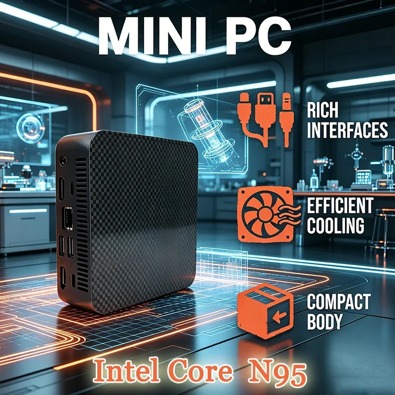 Mini PC Intel Core N95 Multi-purpose Portable Mini PC 16GB 512GB RAM SSD Gaming Computer for Daily Home and Office Work