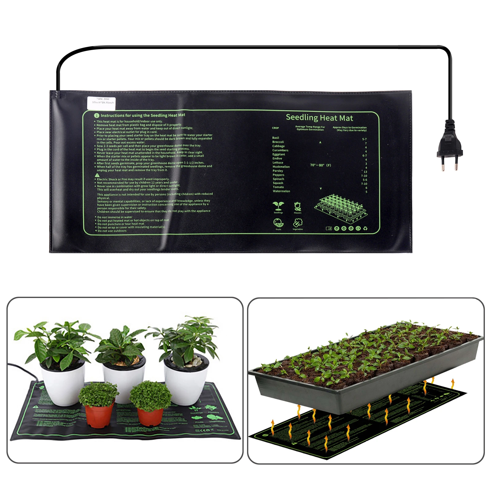 Seedling Heat Mat for Indoor Home Gardening Seed Starting Plant Heating Pad Warm Germination Hydroponic Waterproof EU Plug