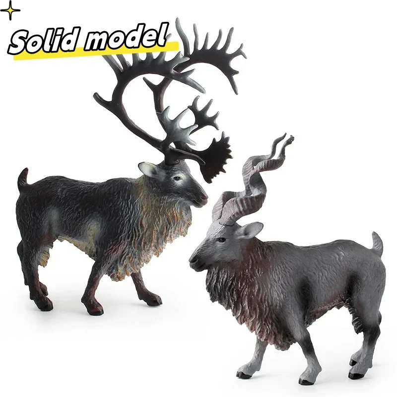 Simulation Caribou Christmas Reindeer Markhor Goat Animal Model Action Figures PVC Home Decoration Deer Figuries Toys Xmas Gifts