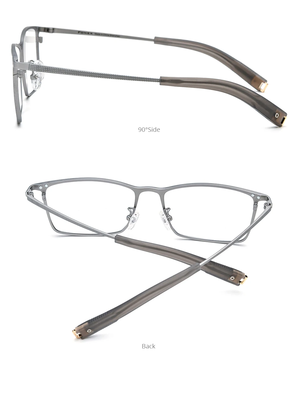 FONEX Titanium Glasses Frame Men Square Magnet Clip Eyeglasses with 3D & Night Vision & Polarized Lens Japanese Eyewear 85760